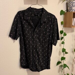 RVCA Men's Dark Floral Button Down Shirt
